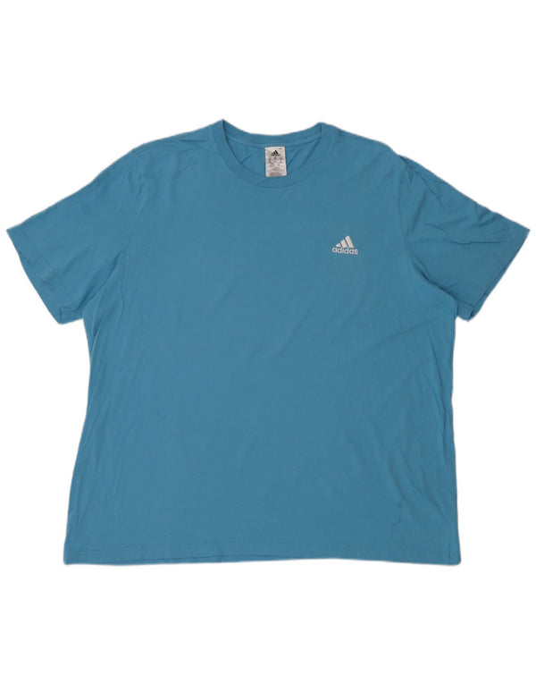 Adidas Mens T-Shirt Top 2XL Blue Cotton