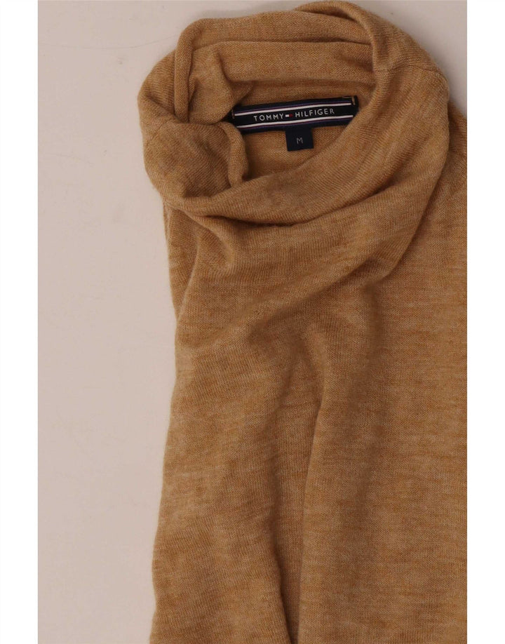 Tommy Hilfiger Womens Turtle Neck Jumper Sweater UK 12 Medium Beige Flecked
