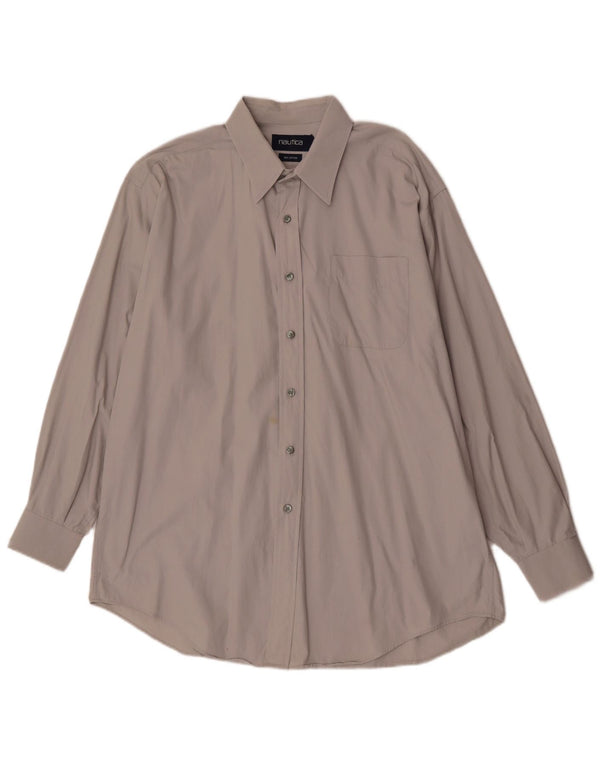 Nautica Mens Shirt Size 17 XL Grey Cotton