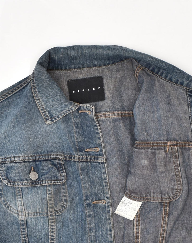 SISLEY Womens Denim Jacket UK 12 Medium Blue Cotton | Vintage | Thrift | Second-Hand | Used Clothing | Messina Hembry 