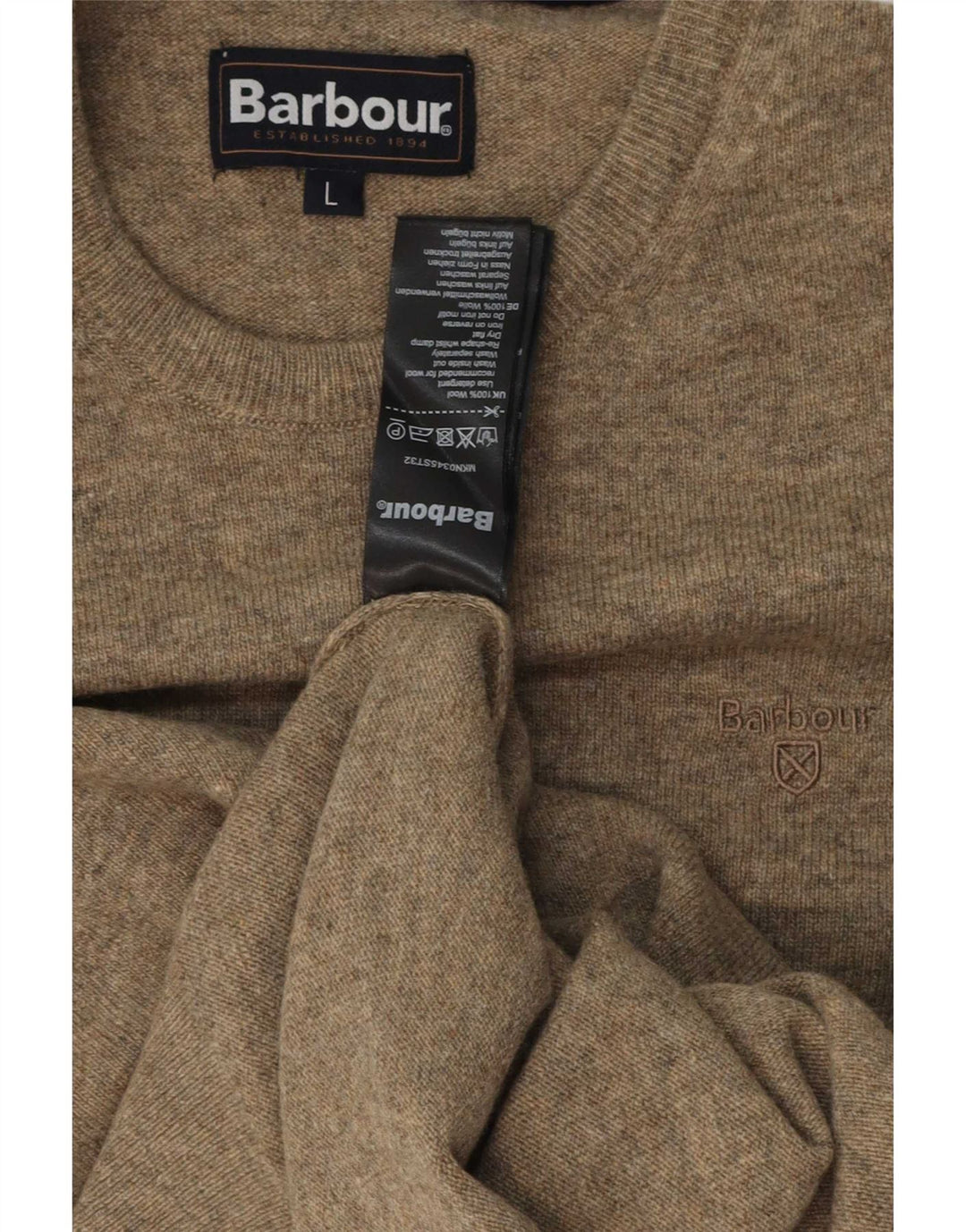 Barbour Mens Crew Neck Jumper Sweater Large Grey Wool