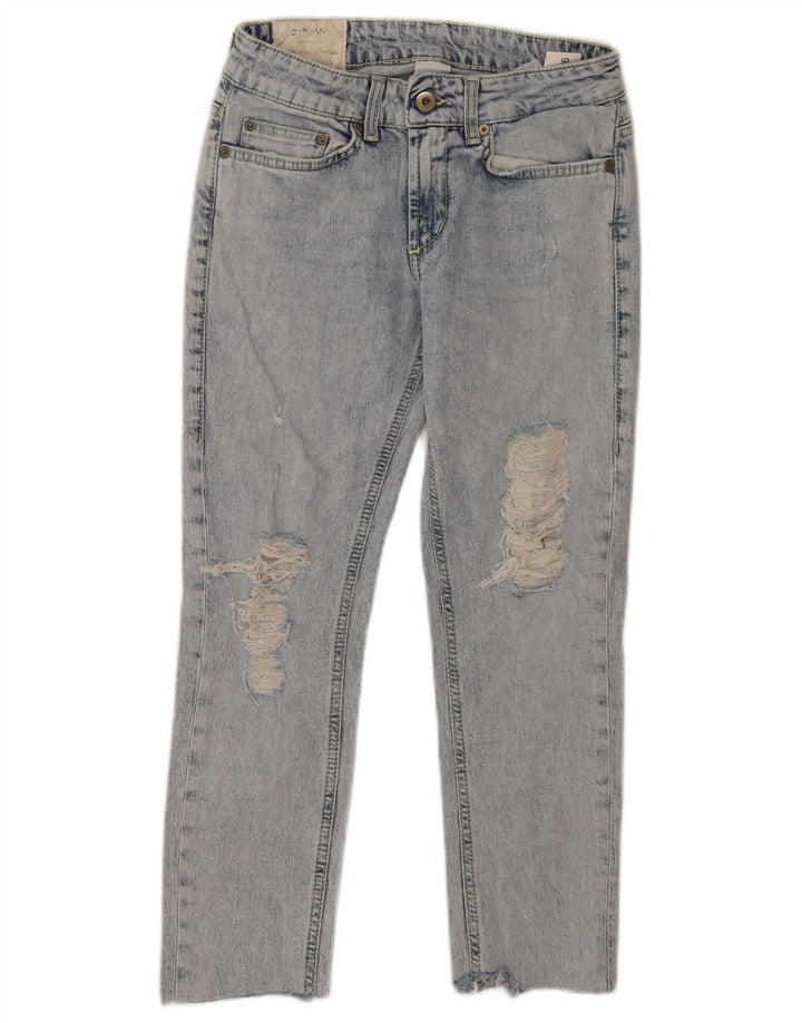 Dondup Womens Distressed Cropped Jeans W26 L23 Blue Cotton