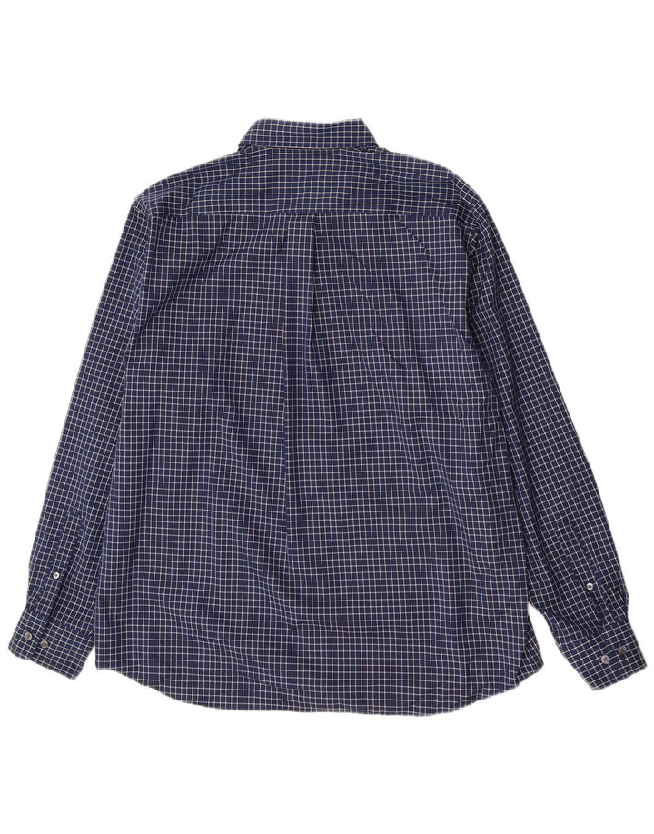 Eddie Bauer Mens Shirt Large Navy Blue Check Cotton