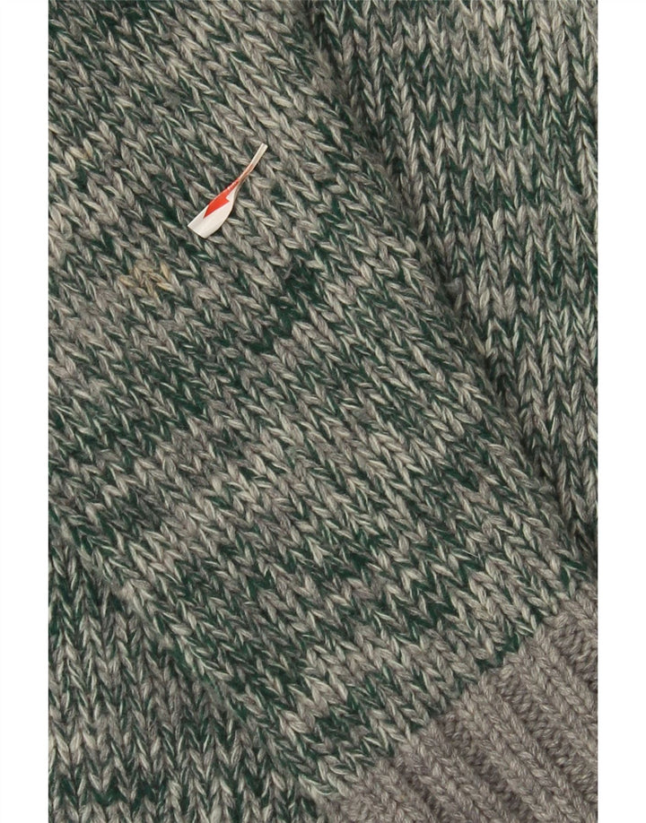 Fred Perry Mens Cardigan Sweater Large Green Flecked Wool