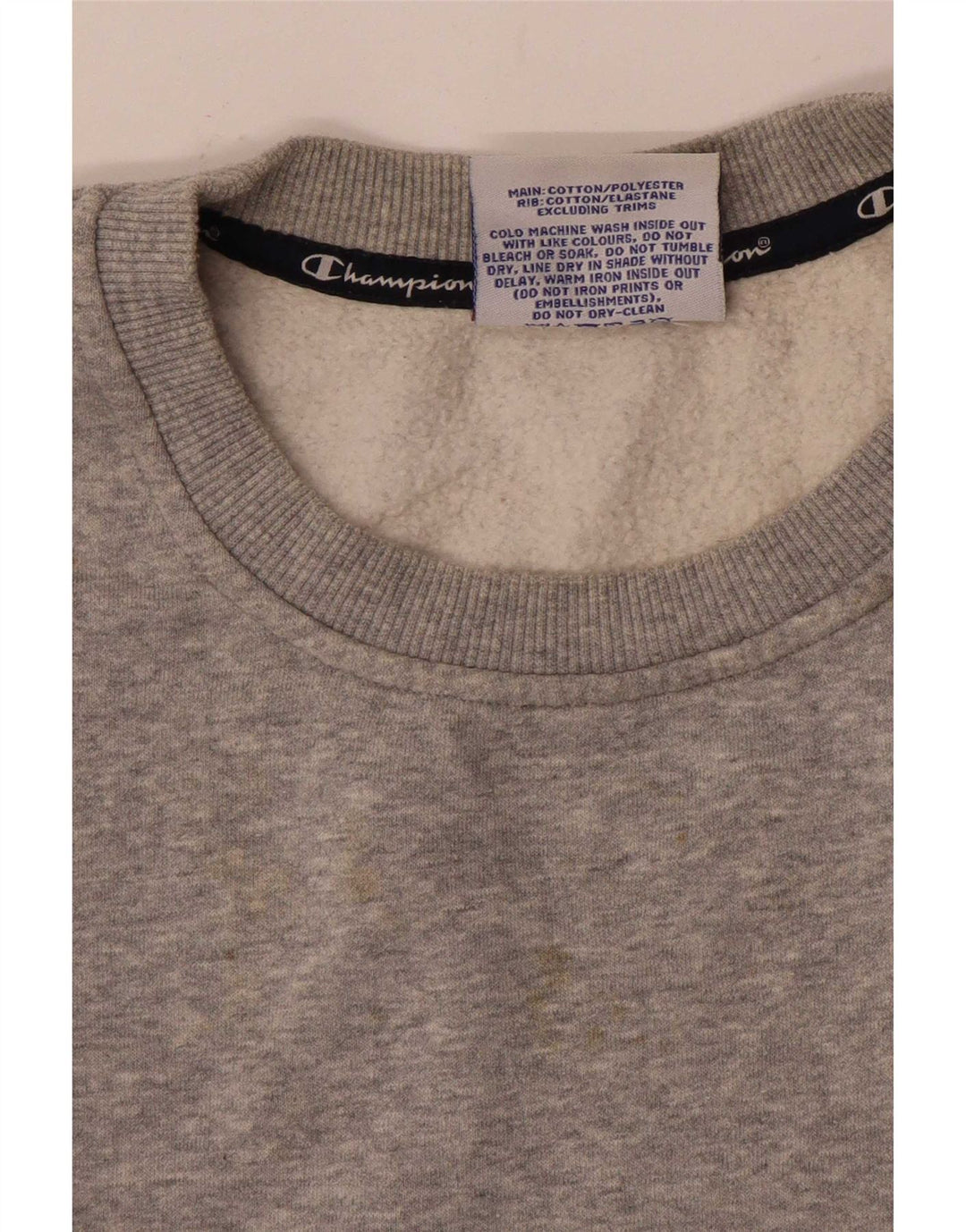 Champion Womens Crop Graphic Sweatshirt Jumper UK 14 Medium Grey Flecked
