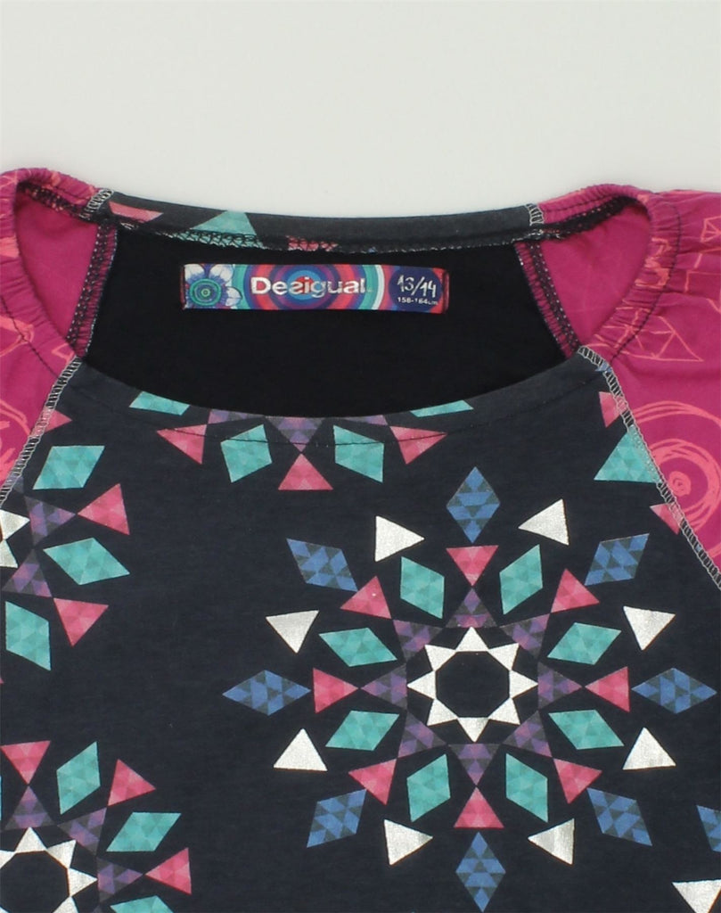 DESIGUAL Girls Crazy Pattern A-Line Dress 13-14 Years Black Cotton | Vintage Desigual | Thrift | Second-Hand Desigual | Used Clothing | Messina Hembry 