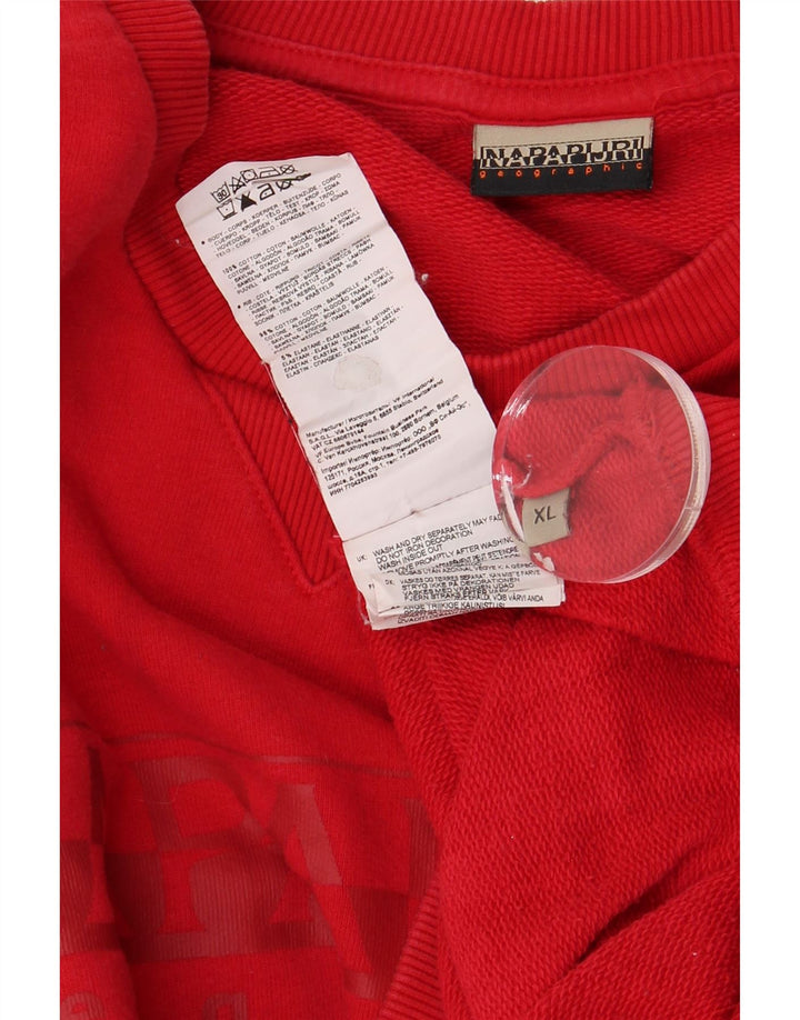 NAPAPIJRI Mens Geographic Graphic Sweatshirt Jumper XL Red Cotton