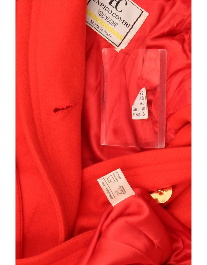 Enrico Coveri Womens Oversized 5 Button Blazer Jacket UK 10 Small Red Wool