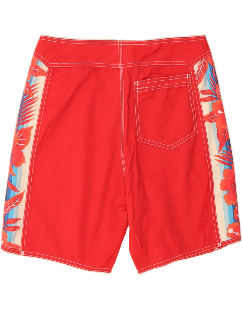 QUIKSILVER Mens Swimming Shorts Medium Red Floral Cotton Vintage Quiksilver and Second-Hand Quiksilver from Messina Hembry 