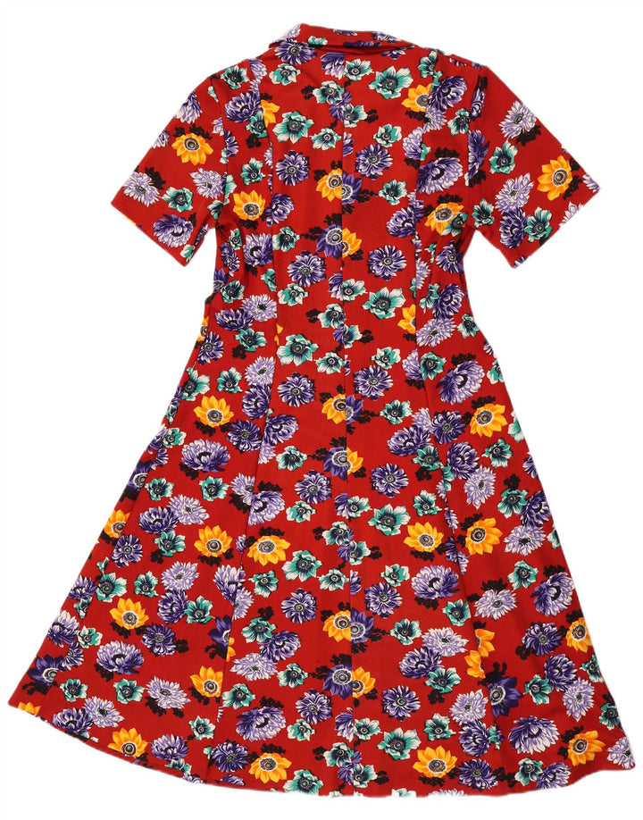 Vintage Womens A-Line Dress UK 14 Medium Red Floral