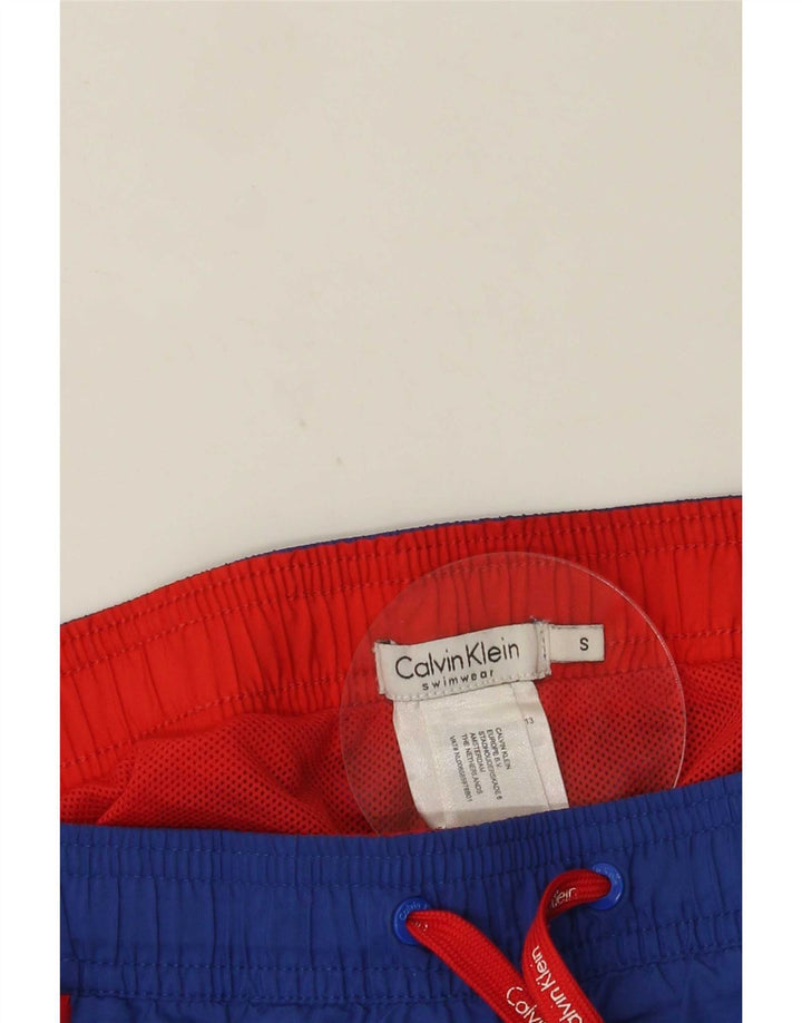 Calvin Klein Mens Graphic Swimming Shorts Small Blue Polyester