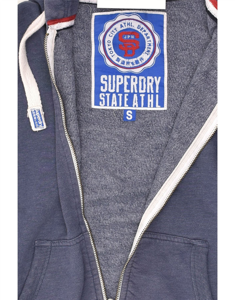 SUPERDRY Mens Graphic Zip Hoodie Sweater Small Navy Blue Cotton | Vintage Superdry | Thrift | Second-Hand Superdry | Used Clothing | Messina Hembry 