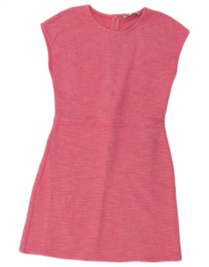 Zara Womens A-Line Dress UK 10 Small Pink Viscose