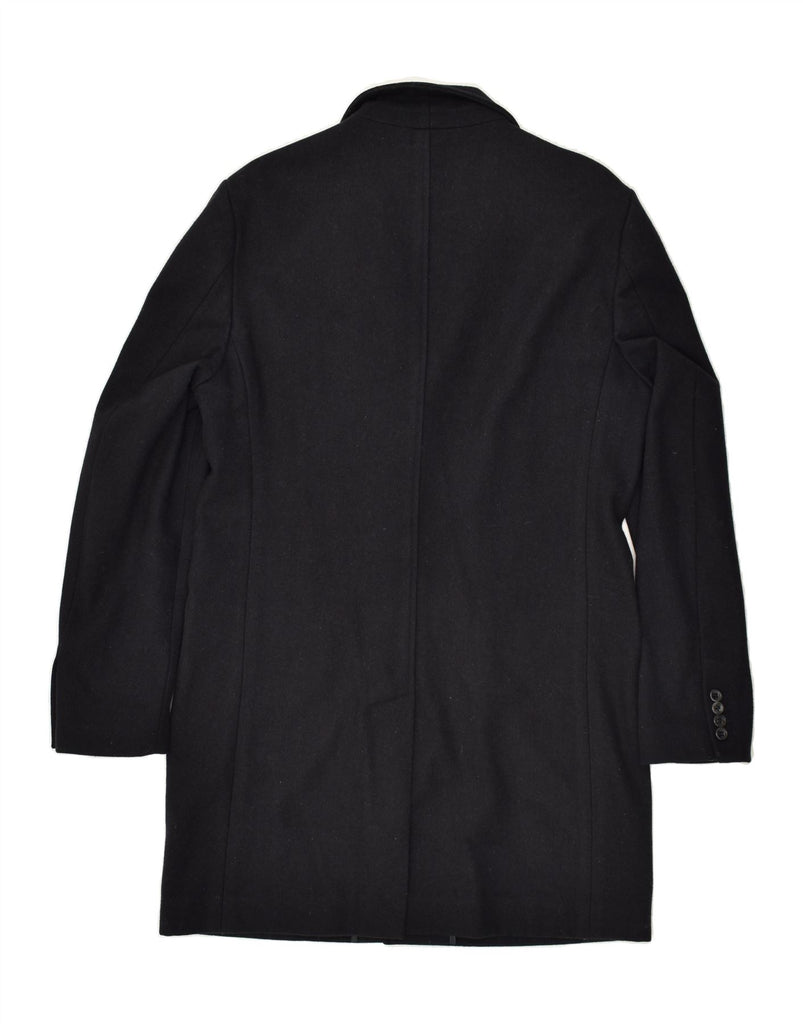 DANIELE ALESSANDRINI Mens Overcoat UK 38 Medium Black Wool | Vintage Daniele Alessandrini | Thrift | Second-Hand Daniele Alessandrini | Used Clothing | Messina Hembry 