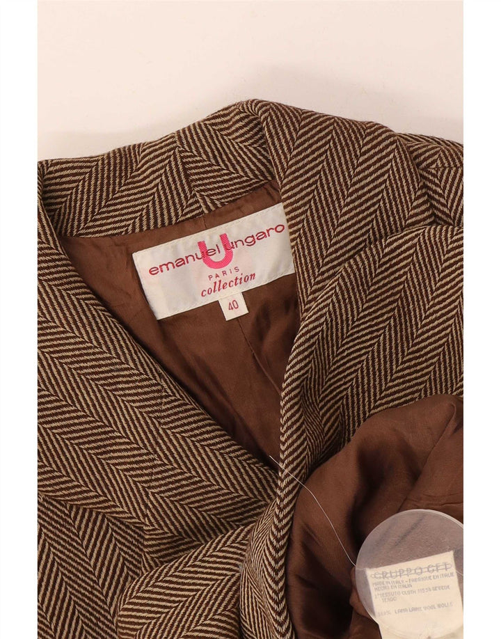 Emanuel Ungaro Womens Blazer Jacket IT 40 Small Brown Herringbone