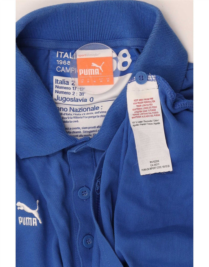 Puma Mens Graphic Polo Shirt Medium Blue Cotton