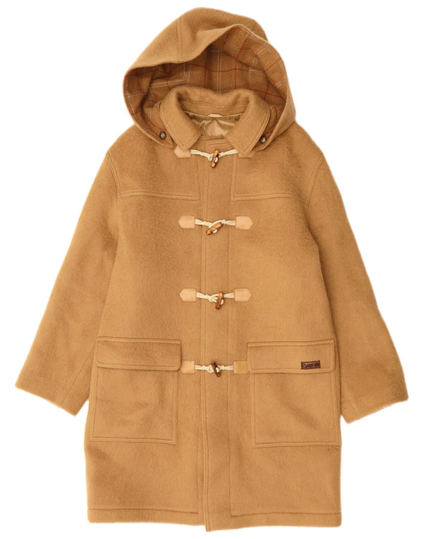 Vintage Mens Hooded Duffle Coat UK 40 Large Beige Wool