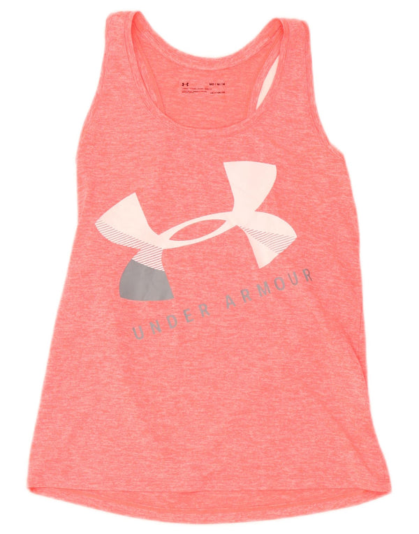 Under Armour Womens Heat Gear Graphic Vest Top UK 12 Medium Pink Flecked