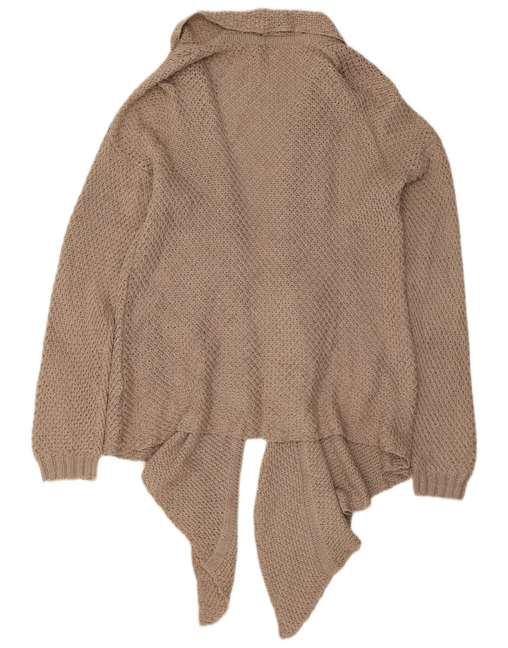 Massimo Dutti Womens Open Cardigan Sweater UK 16 Large Beige Cotton
