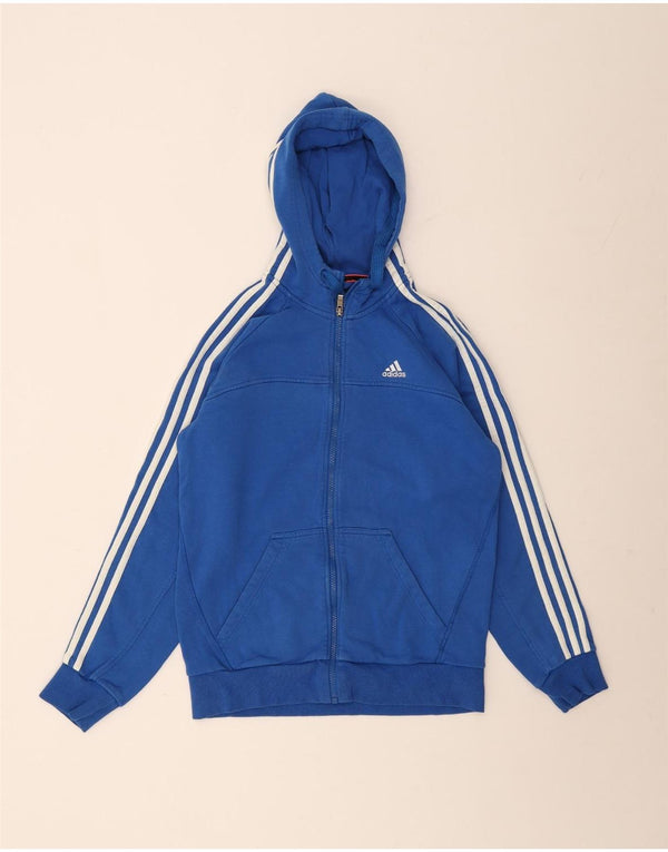ADIDAS Mens Zip Hoodie Sweater Small Blue Cotton