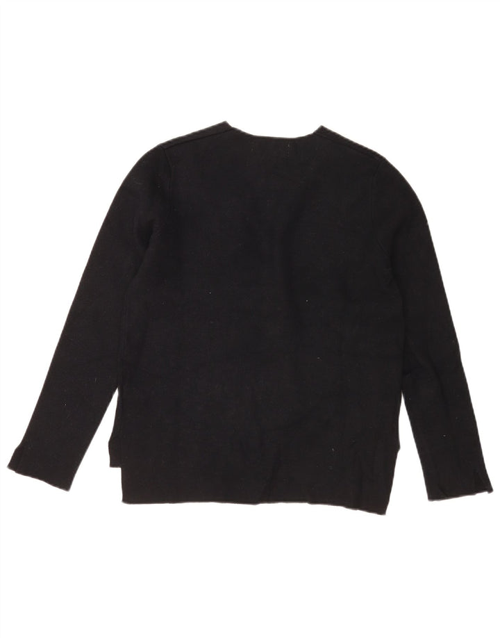 Zara Womens V-Neck Jumper Sweater UK 10 Small Black Viscose