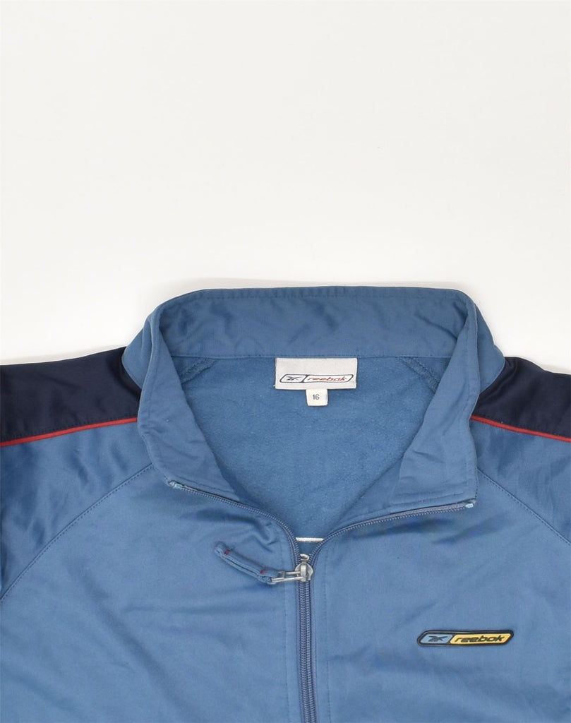 REEBOK Boys Graphic Tracksuit Top Jacket 15-16 Years Blue Polyester | Vintage Reebok | Thrift | Second-Hand Reebok | Used Clothing | Messina Hembry 