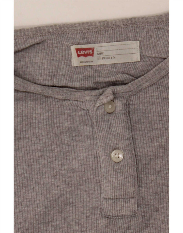 Levi's Mens Slim Fit Top Long Sleeve Large Grey Flecked