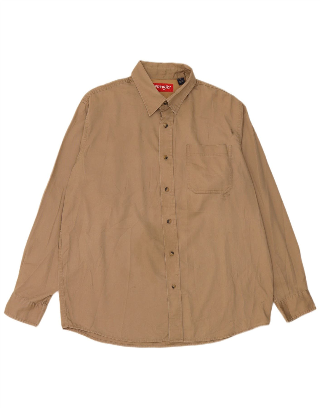 Wrangler Mens Shirt Large Beige Cotton