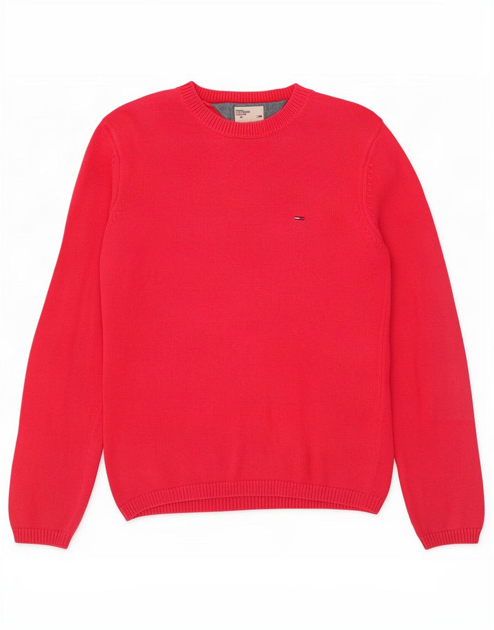 Tommy Hilfiger Mens Crew Neck Jumper Sweater Medium Red Cotton