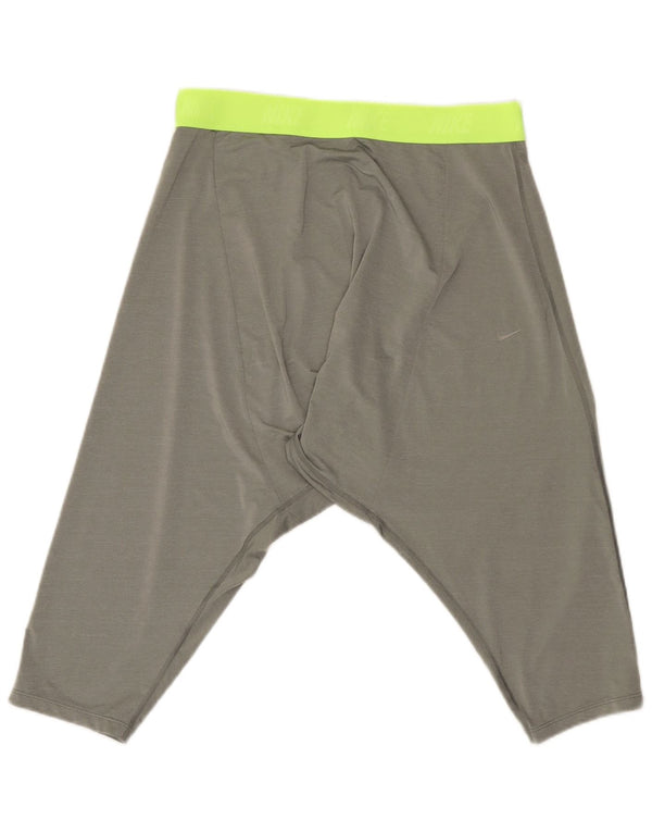 Nike Womens Dri Fit Bermuda Sport Shorts UK 14 Medium Grey Colourblock