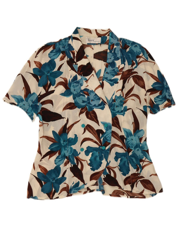 Vintage Womens See Through Shirt Blouse IT 48 XL Multicoloured Floral