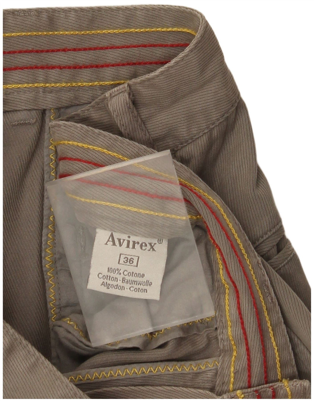 Avirex Mens Straight Chino Trousers W36 L29 Grey Cotton