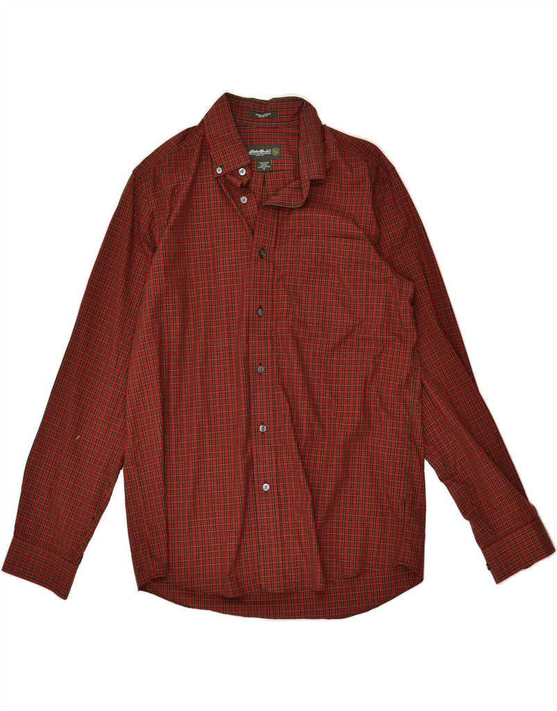 EDDIE BAUER Mens Wrinkle Resistant Relaxed Fit Shirt Medium Maroon Check | Vintage Eddie Bauer | Thrift | Second-Hand Eddie Bauer | Used Clothing | Messina Hembry 