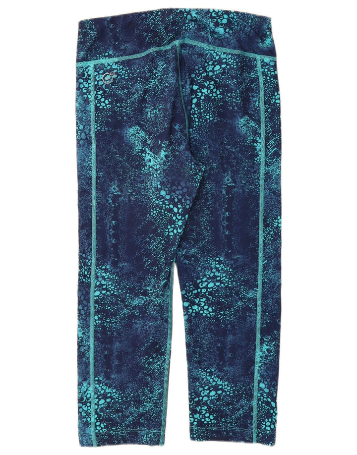 PUMA Womens Abstract Pattern Capri Leggings UK 12 Medium Blue Polyester