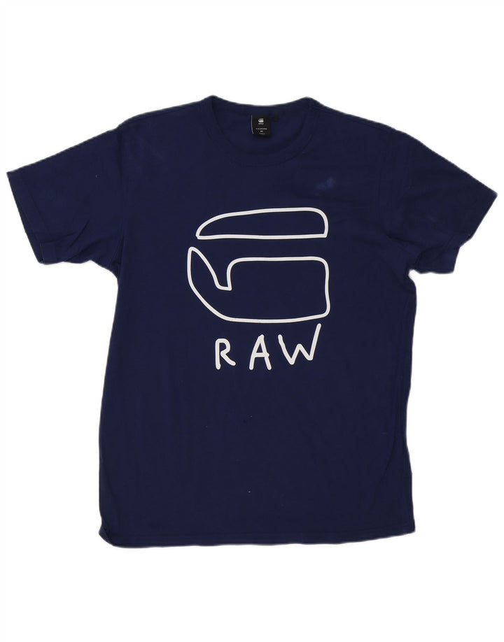 G-Star Mens Graphic T-Shirt Top Medium Navy Blue Cotton