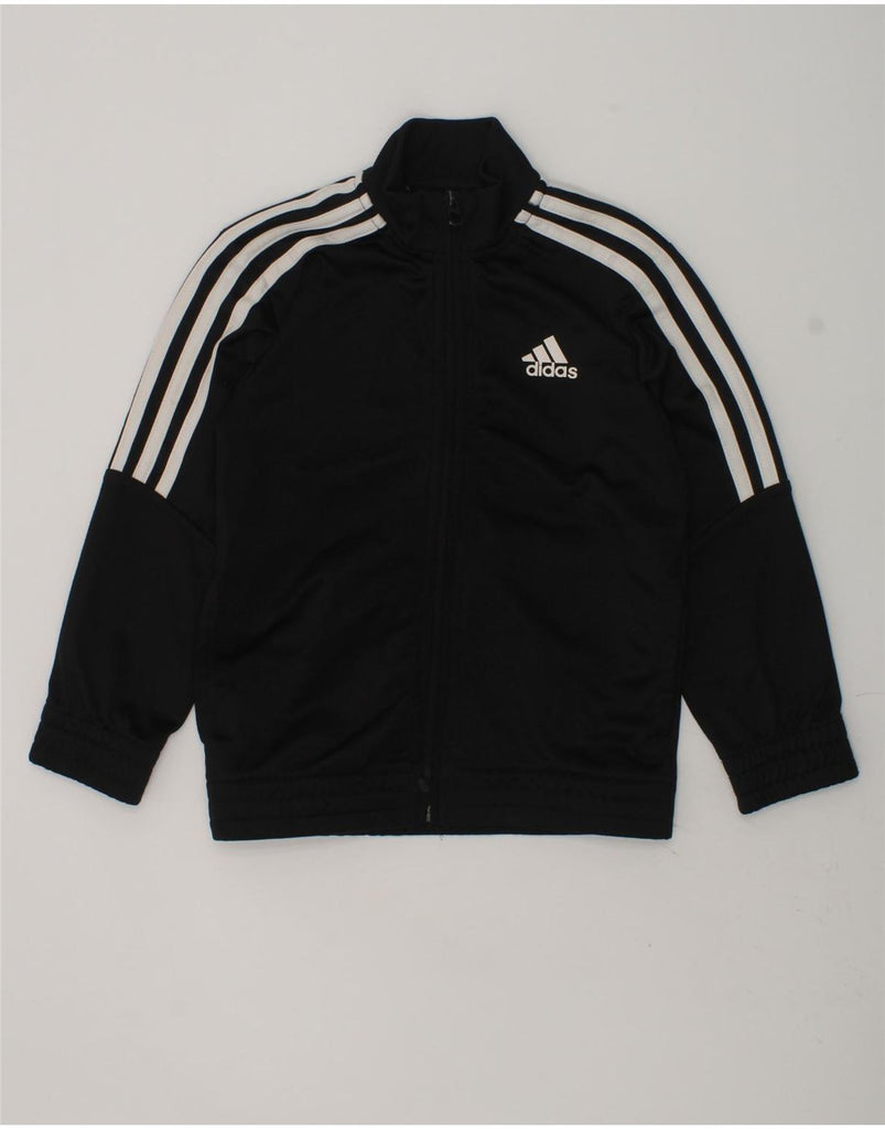 ADIDAS Boys Graphic Tracksuit Top Jacket 5-6 Years Black Polyester | Vintage Adidas | Thrift | Second-Hand Adidas | Used Clothing | Messina Hembry 