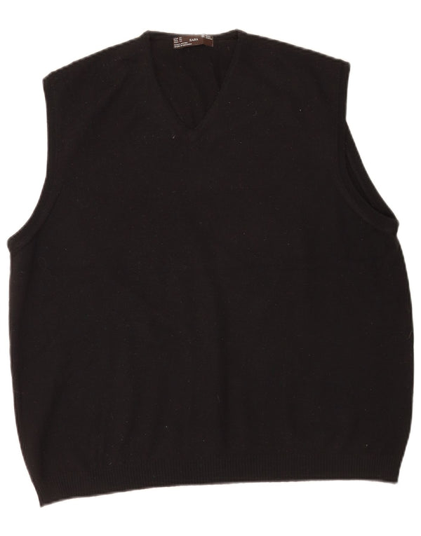 Zara Womens Vest Tank Top UK 18 XL Black Wool