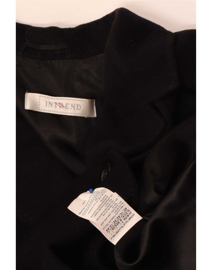 Intrend Womens Overcoat UK 12 Medium Black Wool