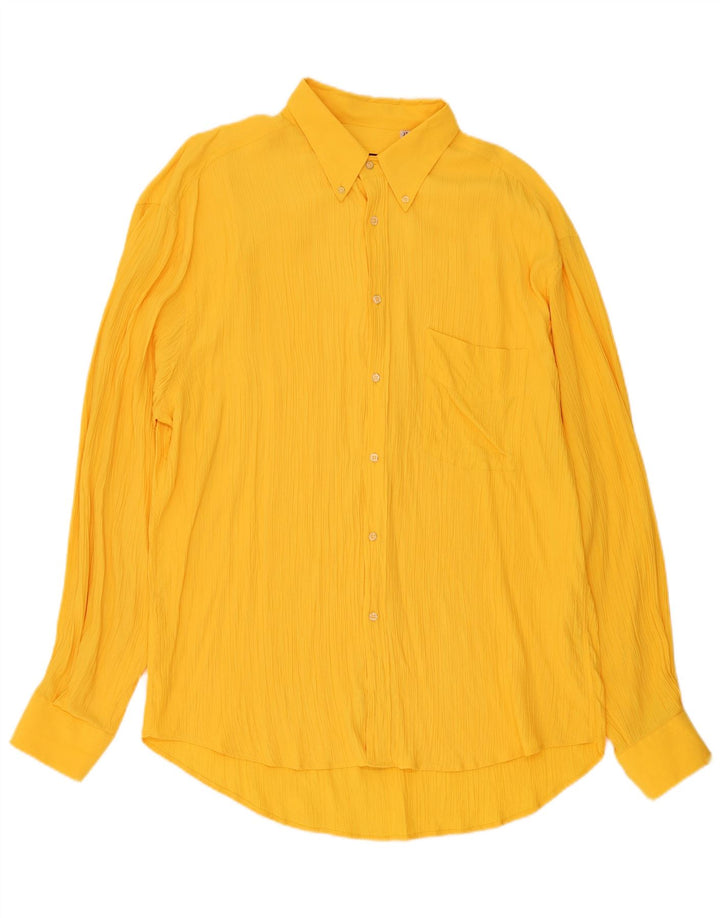 Vintage Mens Shirt Size 17 43 XL Yellow Viscose