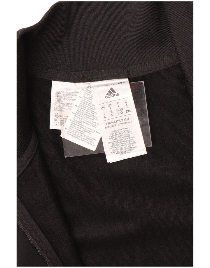 Adidas Mens Tracksuit Top Jacket Large Black Polyester Sports