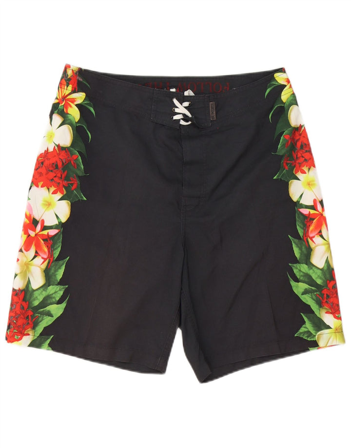 SUNDEK Mens Swimming Shorts Medium  Grey Floral Polyester