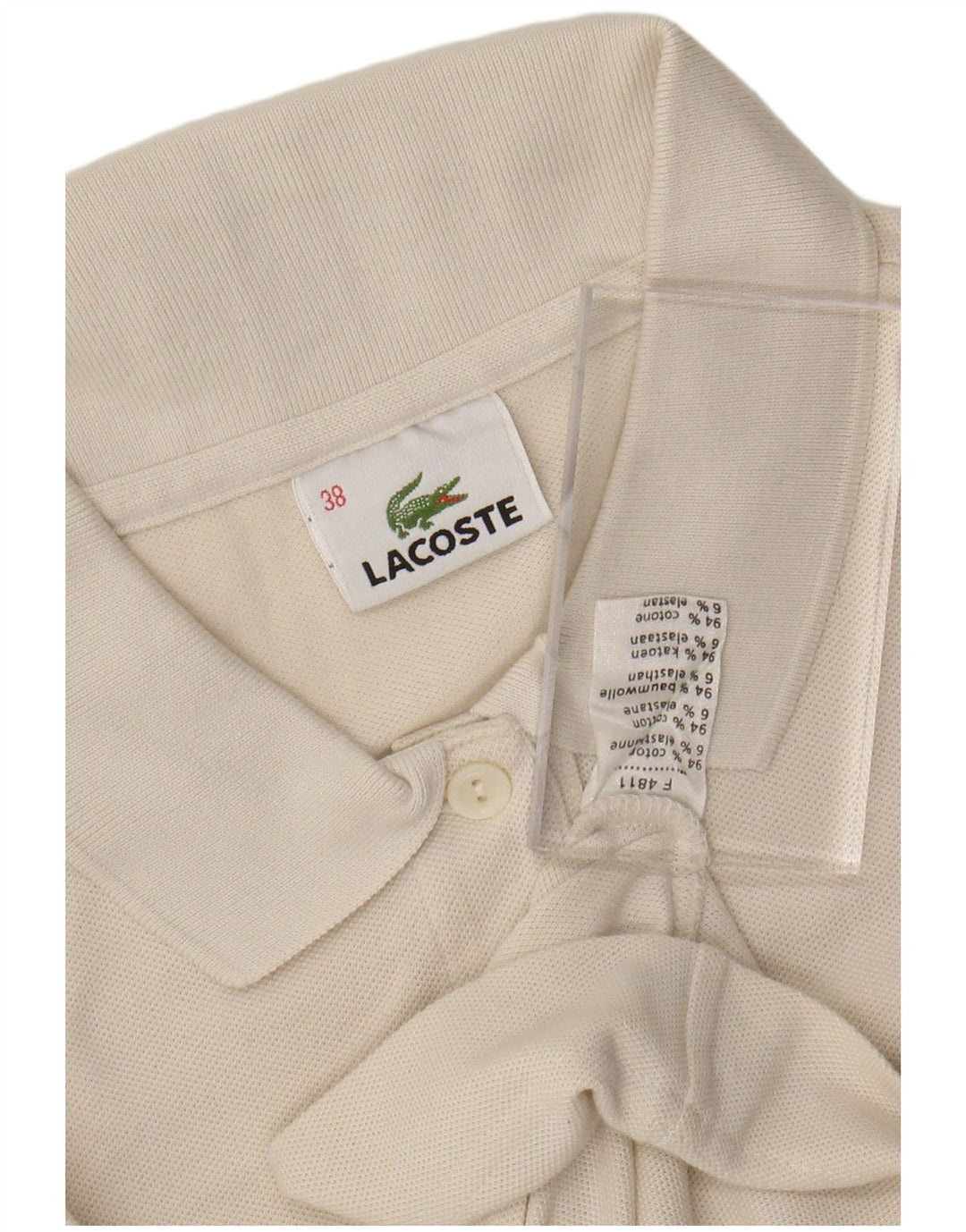 LACOSTE Womens Polo Shirt Size 38 Medium White Cotton