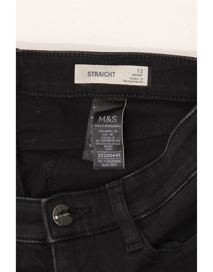 Marks & Spencer Womens Short Straight Jeans UK 12 Medium W28 L29 Black