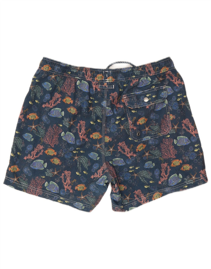 John Lewis Mens Abstract Pattern Swimming Shorts Large Navy Blue Polyester