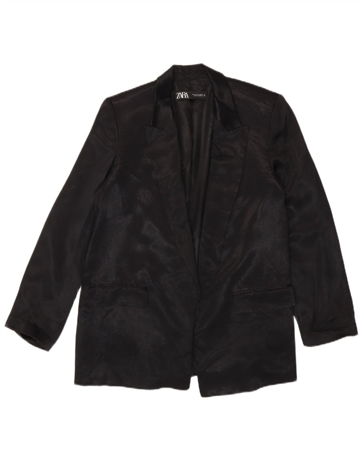 Zara Womens Open Blazer Jacket UK 14 Medium Black Viscose