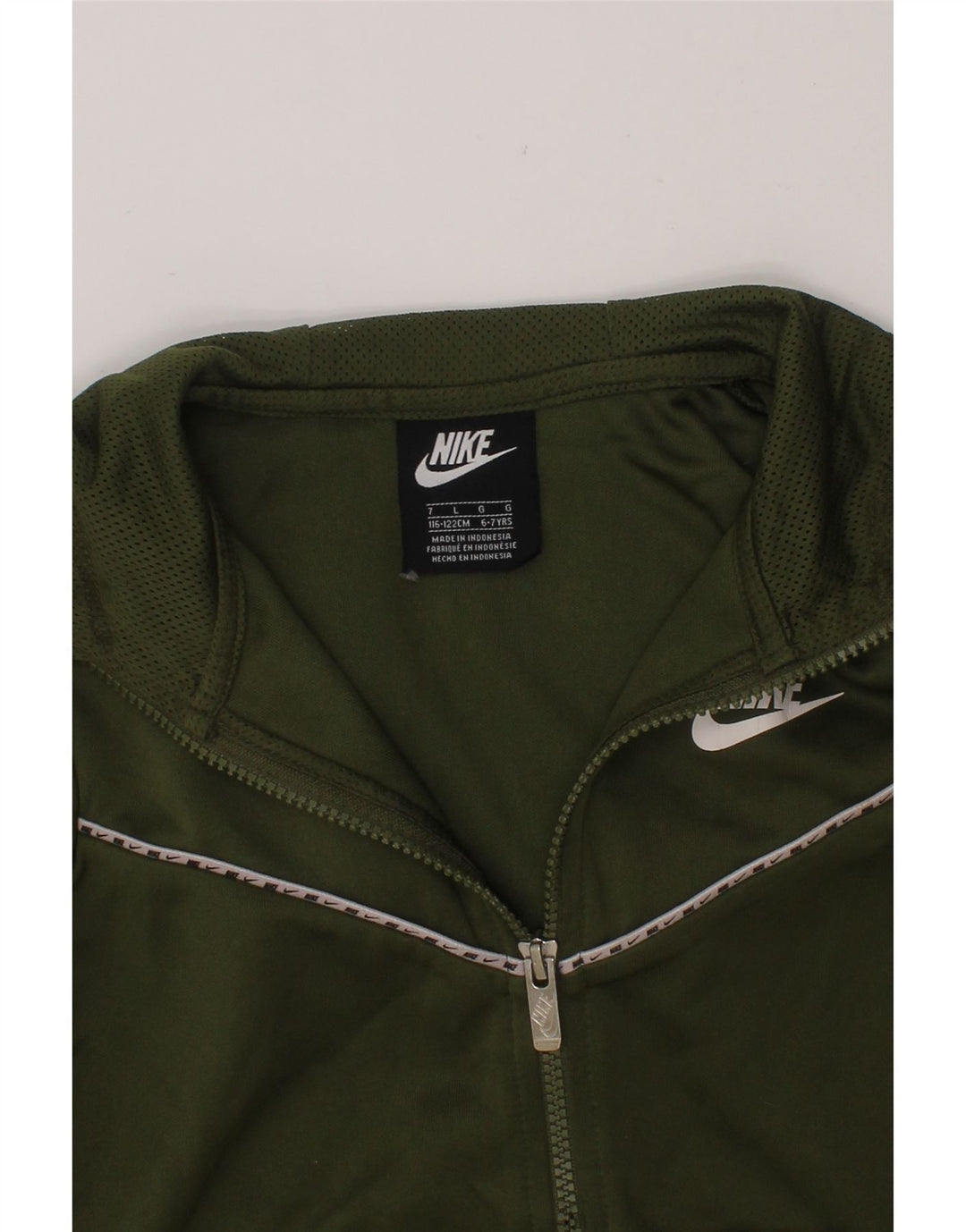 NIKE Boys Graphic Zip Hoodie Sweater 6-7 Years Large  Green Polyester Vintage Nike and Second-Hand Nike from Messina Hembry 