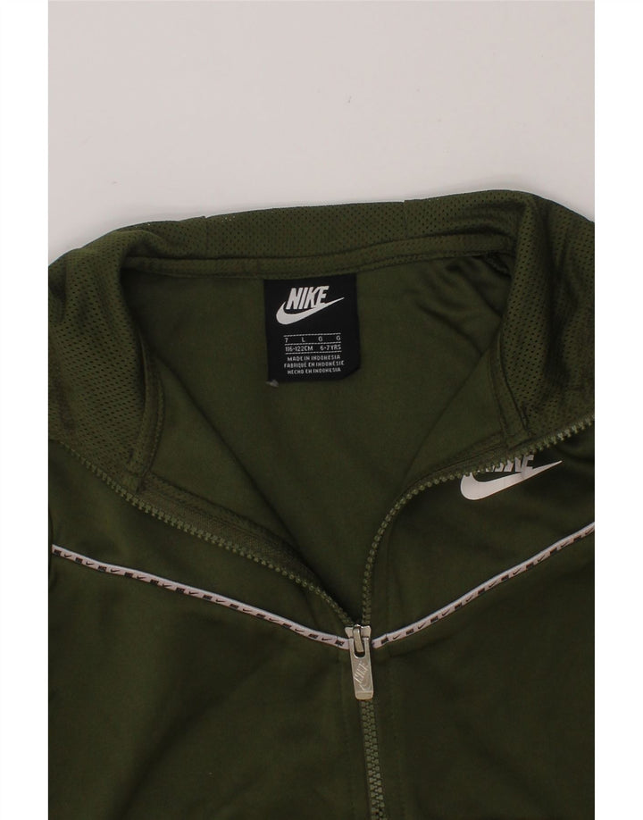 NIKE Boys Graphic Zip Hoodie Sweater 6-7 Years Large  Green Polyester Vintage Nike and Second-Hand Nike from Messina Hembry 