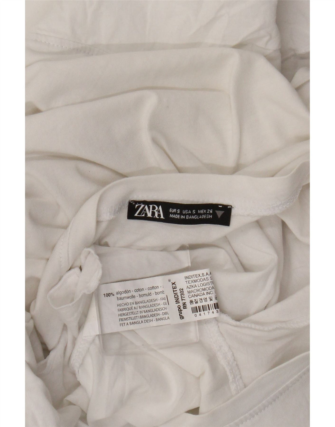 Zara Womens Ruffle Front Blouse Top UK 10 Small White Cotton