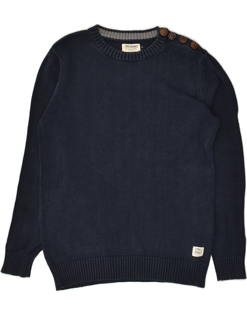 JACK & JONES Mens Crew Neck Jumper Sweater Small Navy Blue Cotton | Vintage Jack & Jones | Thrift | Second-Hand Jack & Jones | Used Clothing | Messina Hembry 