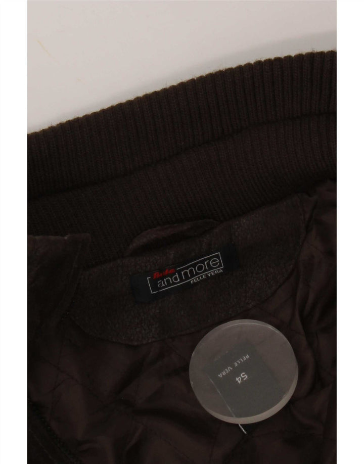 Bata and More Mens Military Leather Jacket IT 54 2XL Brown